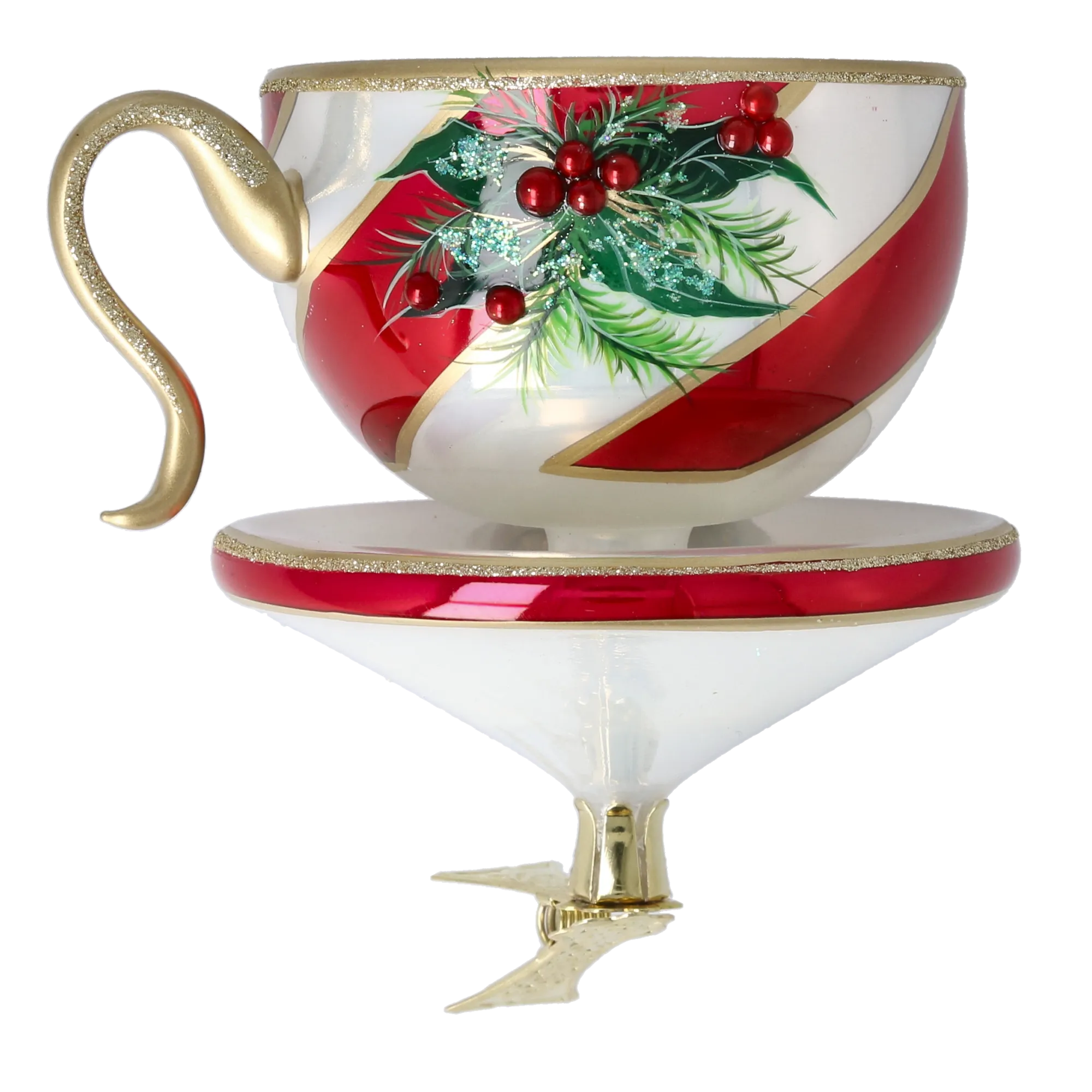 Holiday Red Cup Free Blowing Glass Teacup Ornament 2026-120