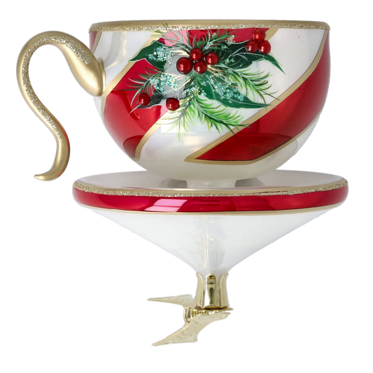 Holiday Red Cup Free Blowing Glass Teacup Ornament 2026-120