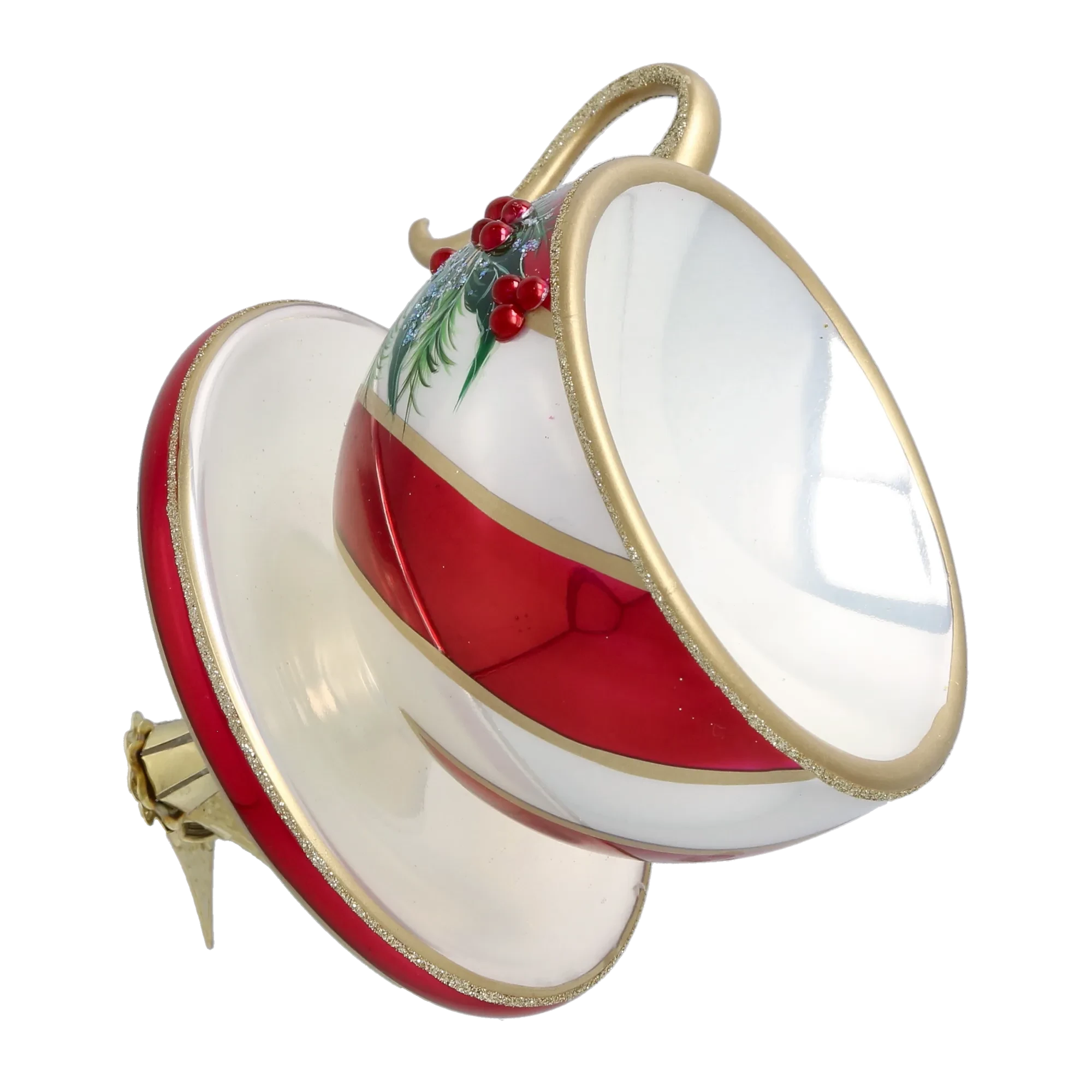 Holiday Red Cup Free Blowing Glass Teacup Ornament 2026-120