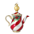 Load image into Gallery viewer, Festive Holly Tea Pot Free Blowing Glass Ornament 2026-121
