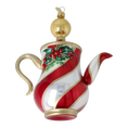 Load image into Gallery viewer, Festive Holly Tea Pot Free Blowing Glass Ornament 2026-121
