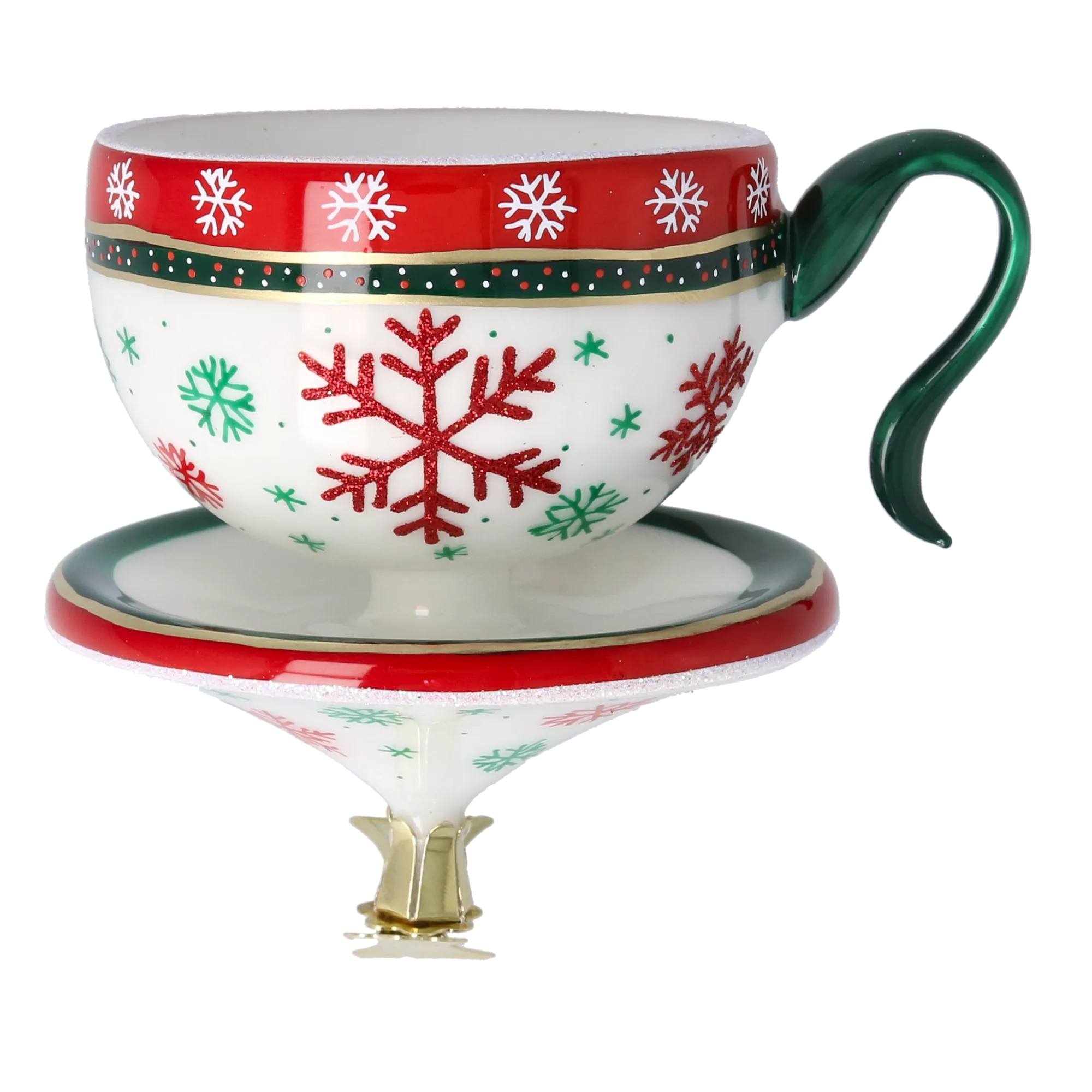 Winter Snowflake Cup Free Blowing Glass Teacup Ornament 2026-122