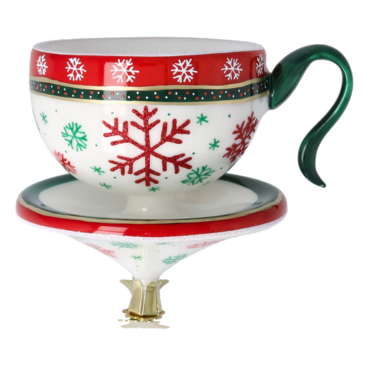 Winter Snowflake Cup Free Blowing Glass Teacup Ornament 2026-122