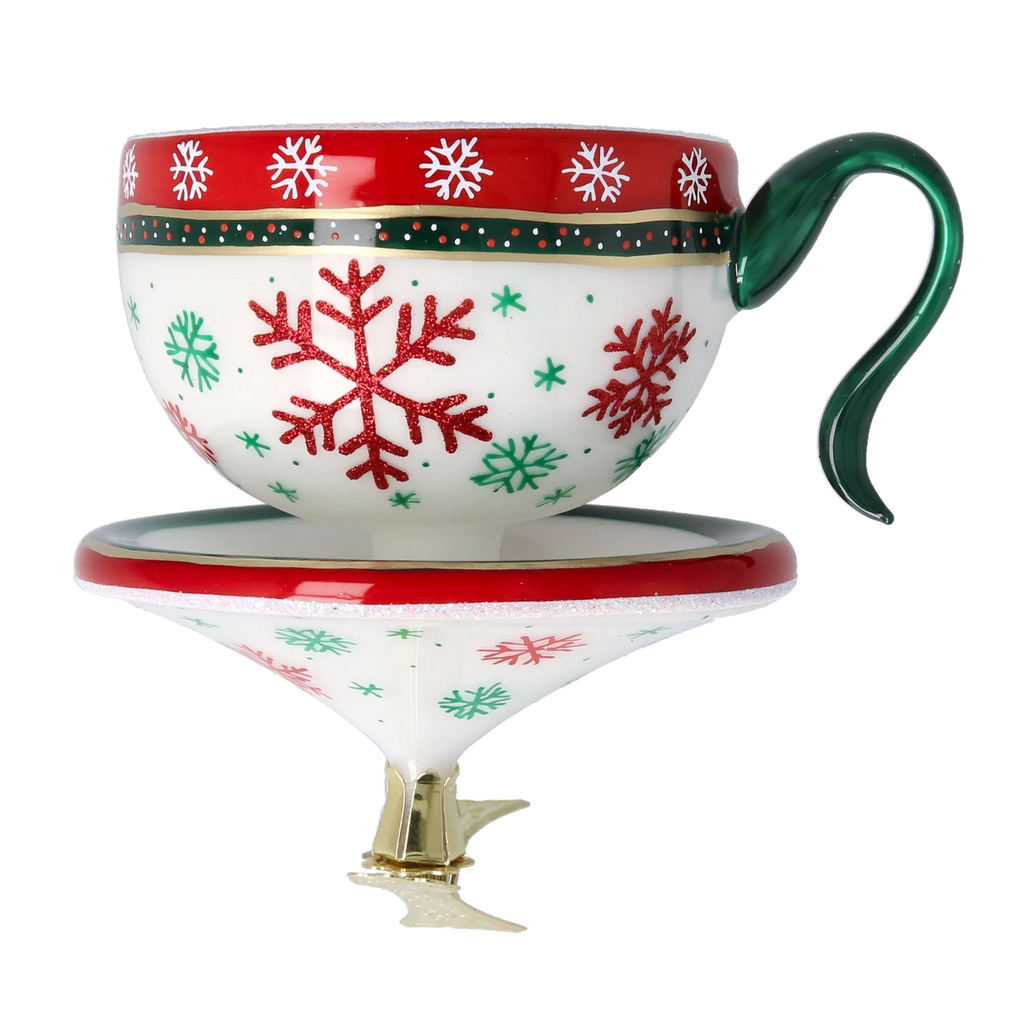 Stately Snowfall Ritual | Hand-Painted Glass Ornament | Blubom 2026-122