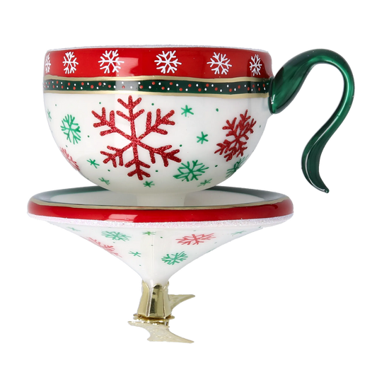 Winter Snowflake Cup Free Blowing Glass Teacup Ornament 2026-122