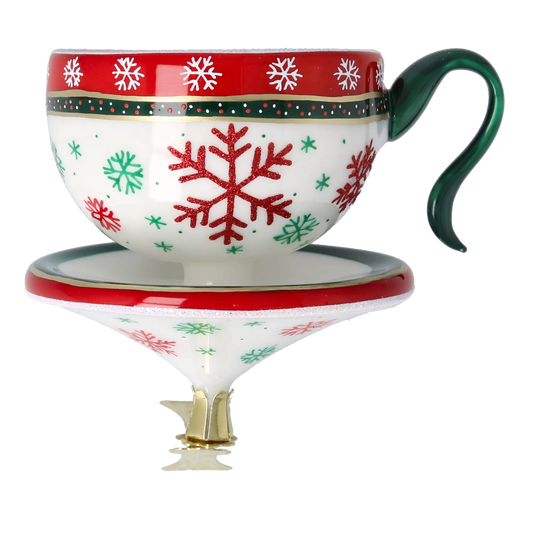 Winter Snowflake Cup Free Blowing Glass Teacup Ornament 2026-122