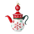 Load image into Gallery viewer, Snowflake Noel Tea Pot Free Blowing Glass Ornament 2026-123
