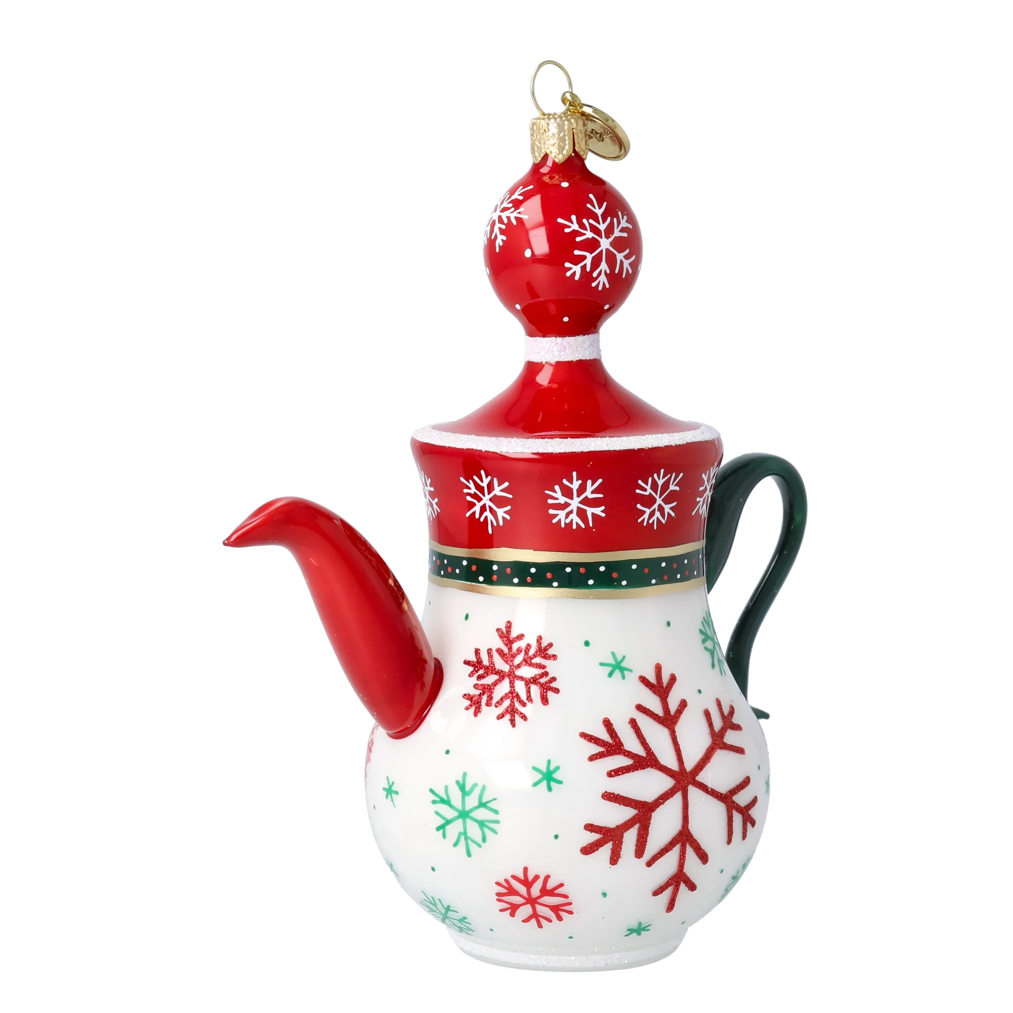 Snowflake Noel Tea Pot Free Blowing Glass Ornament 2026-123
