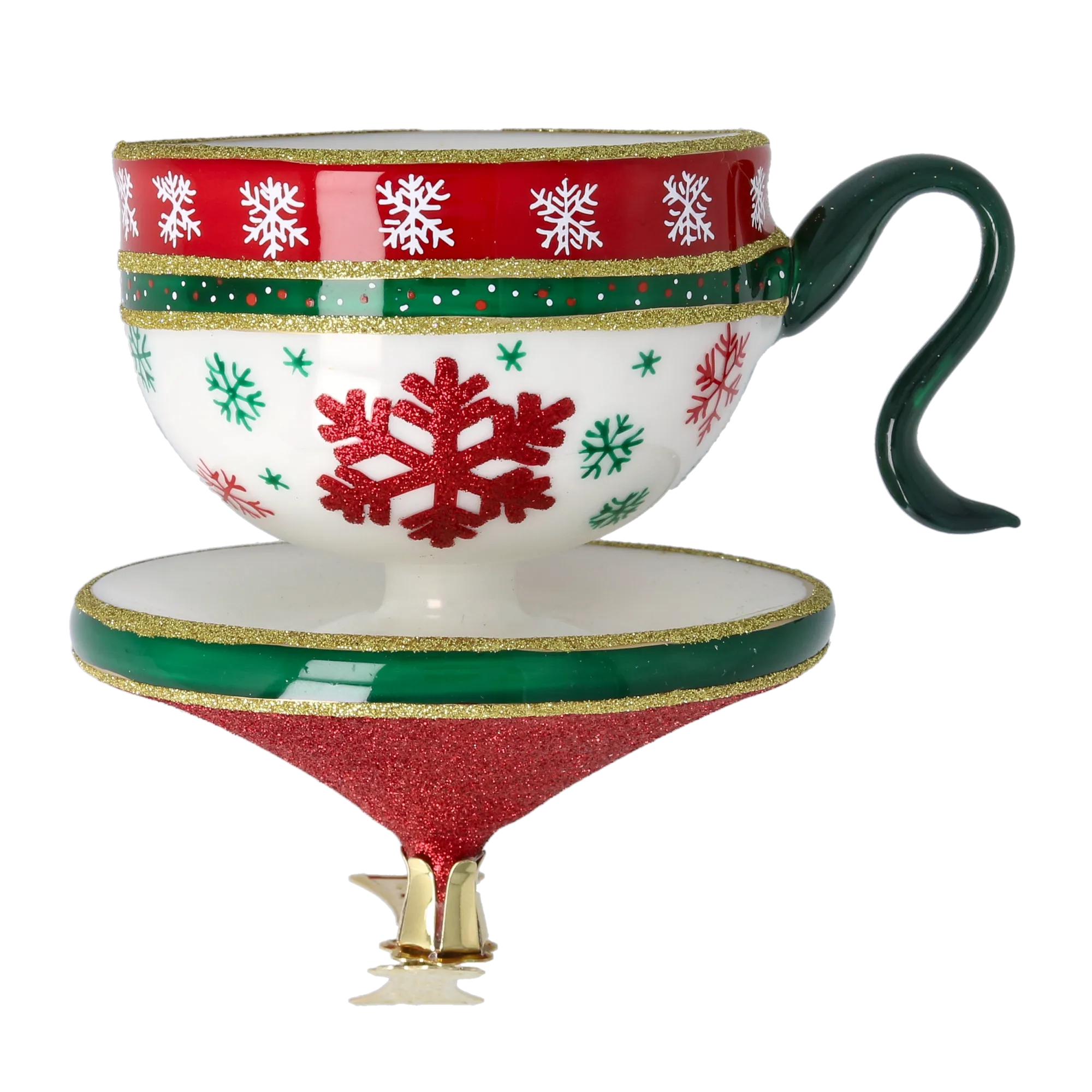 Festive Snowflake Cup Free Blowing Glass Teacup Ornament 2026-124