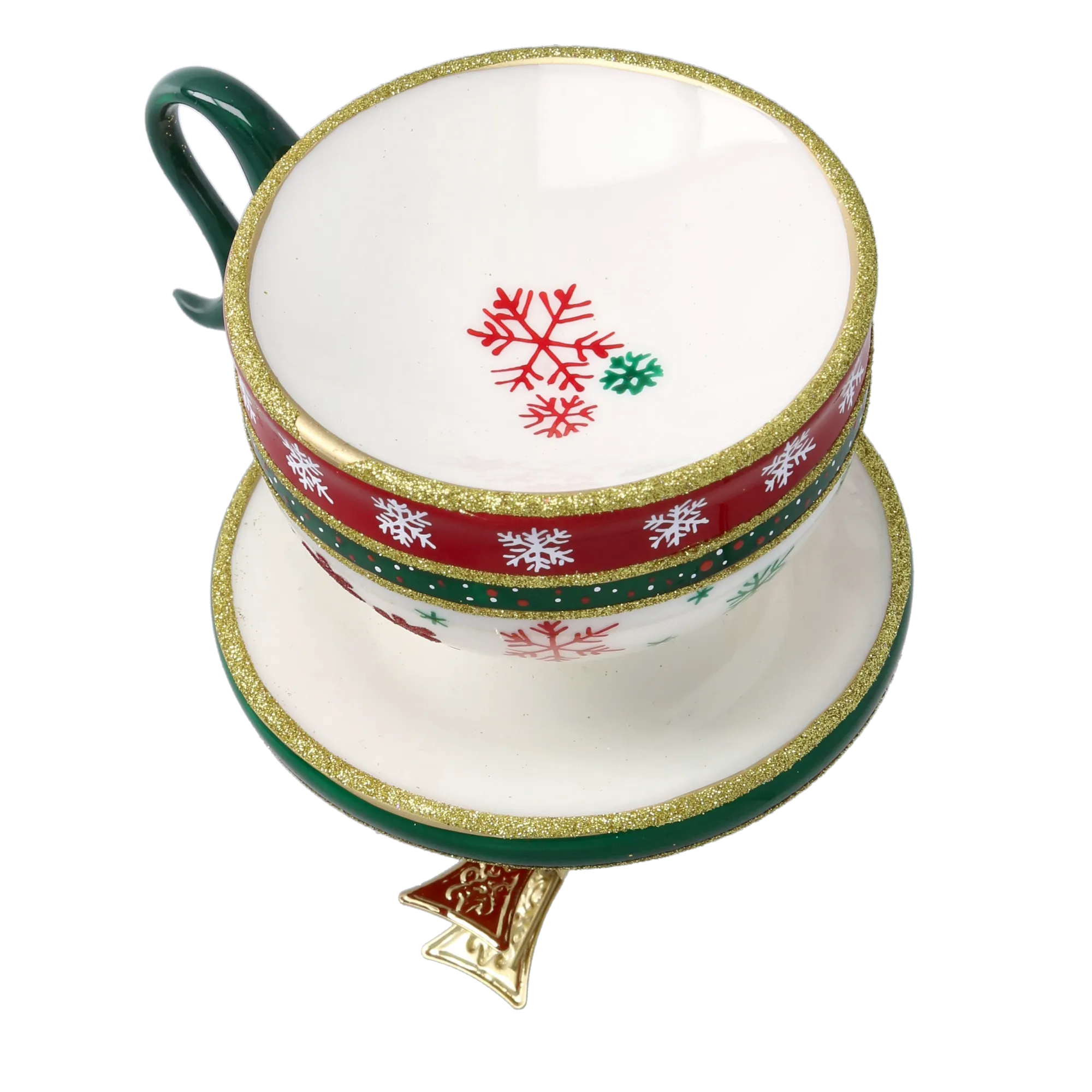 Festive Snowflake Cup Free Blowing Glass Teacup Ornament 2026-124