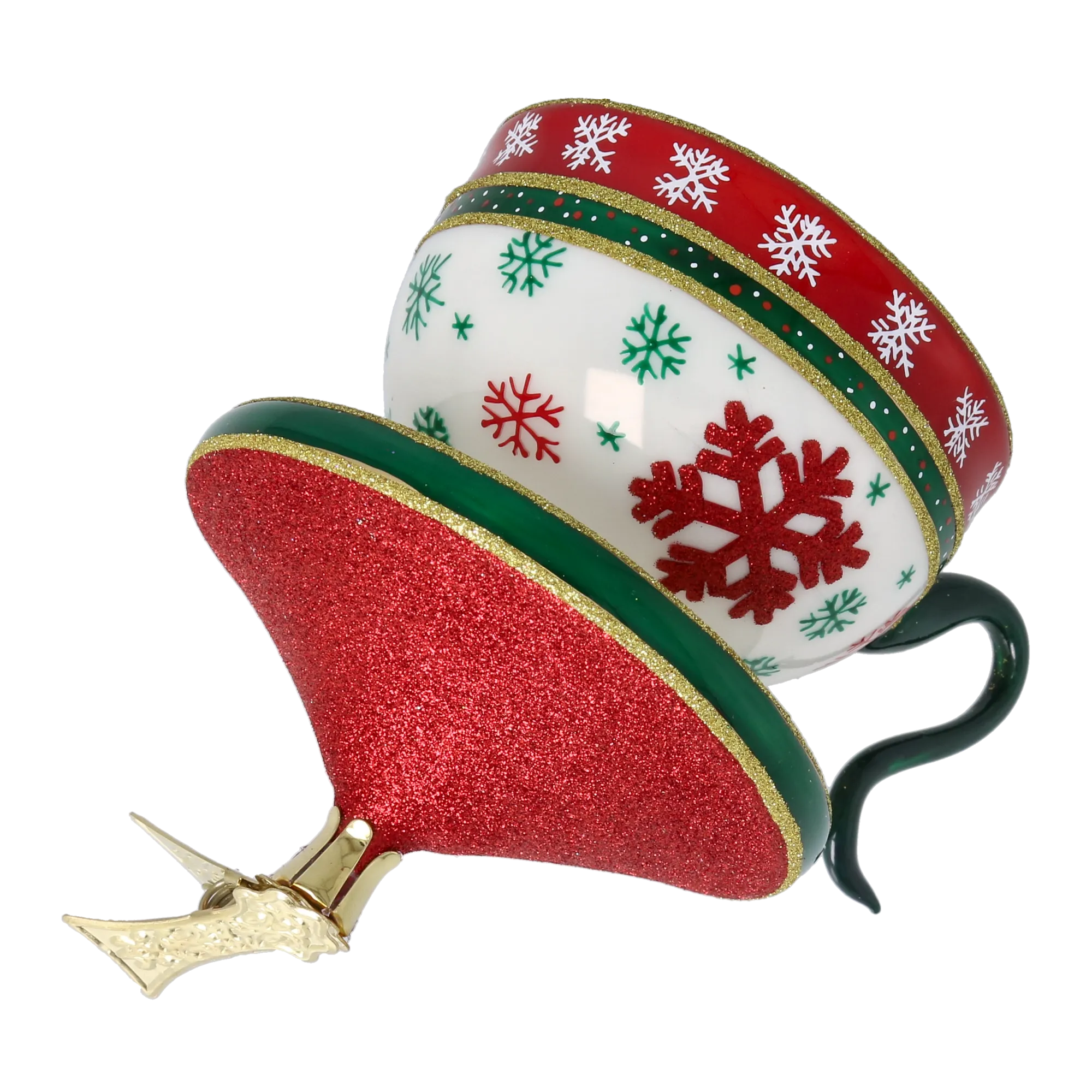 Festive Snowflake Cup Free Blowing Glass Teacup Ornament 2026-124