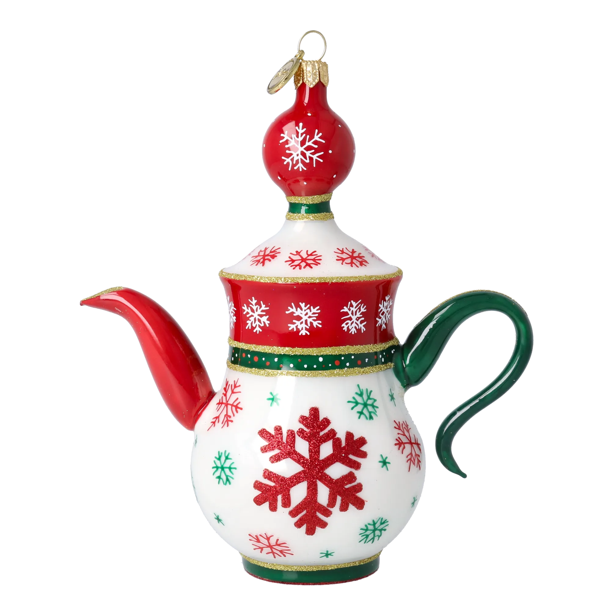 Classic Snowflake Tea Pot Free Blowing Glass Ornament 2026-125