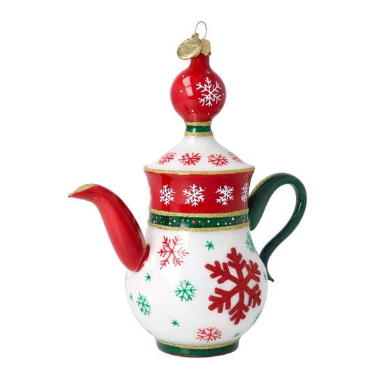 Classic Snowflake Tea Pot Free Blowing Glass Ornament 2026-125