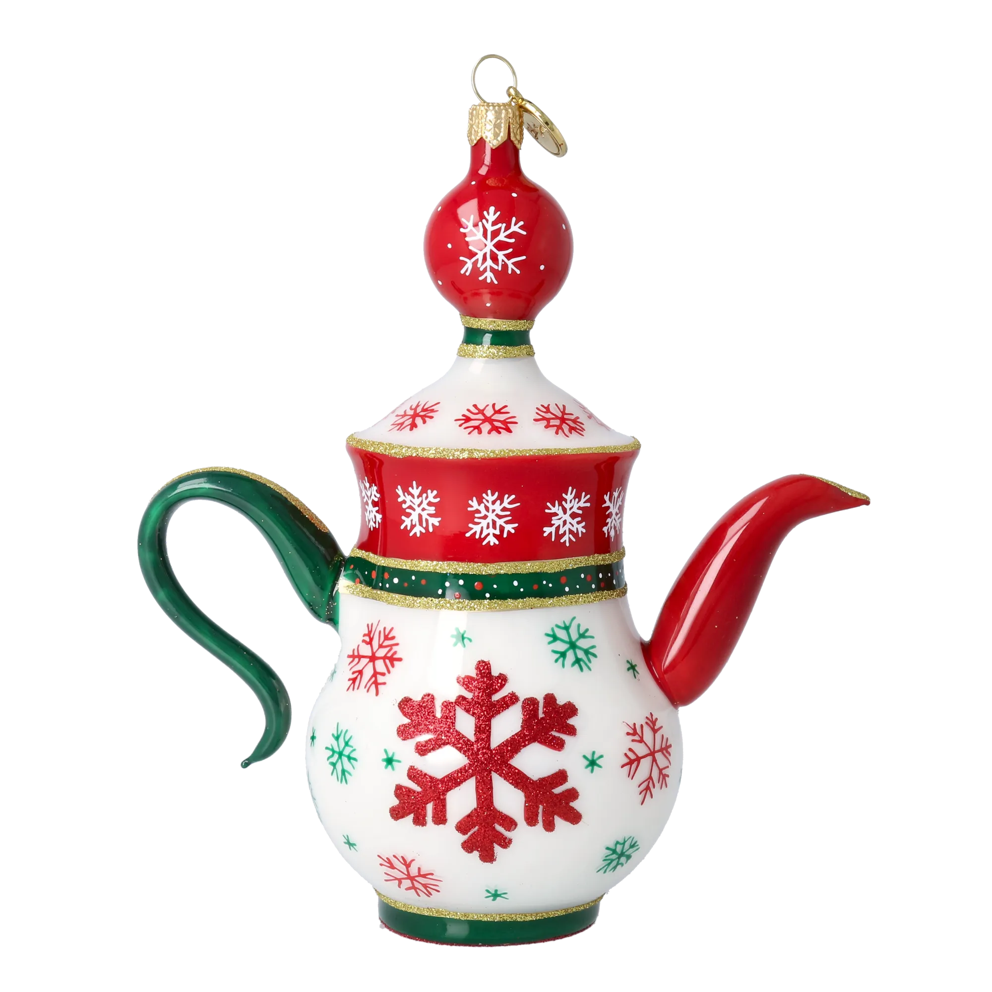 Classic Snowflake Tea Pot Free Blowing Glass Ornament 2026-125
