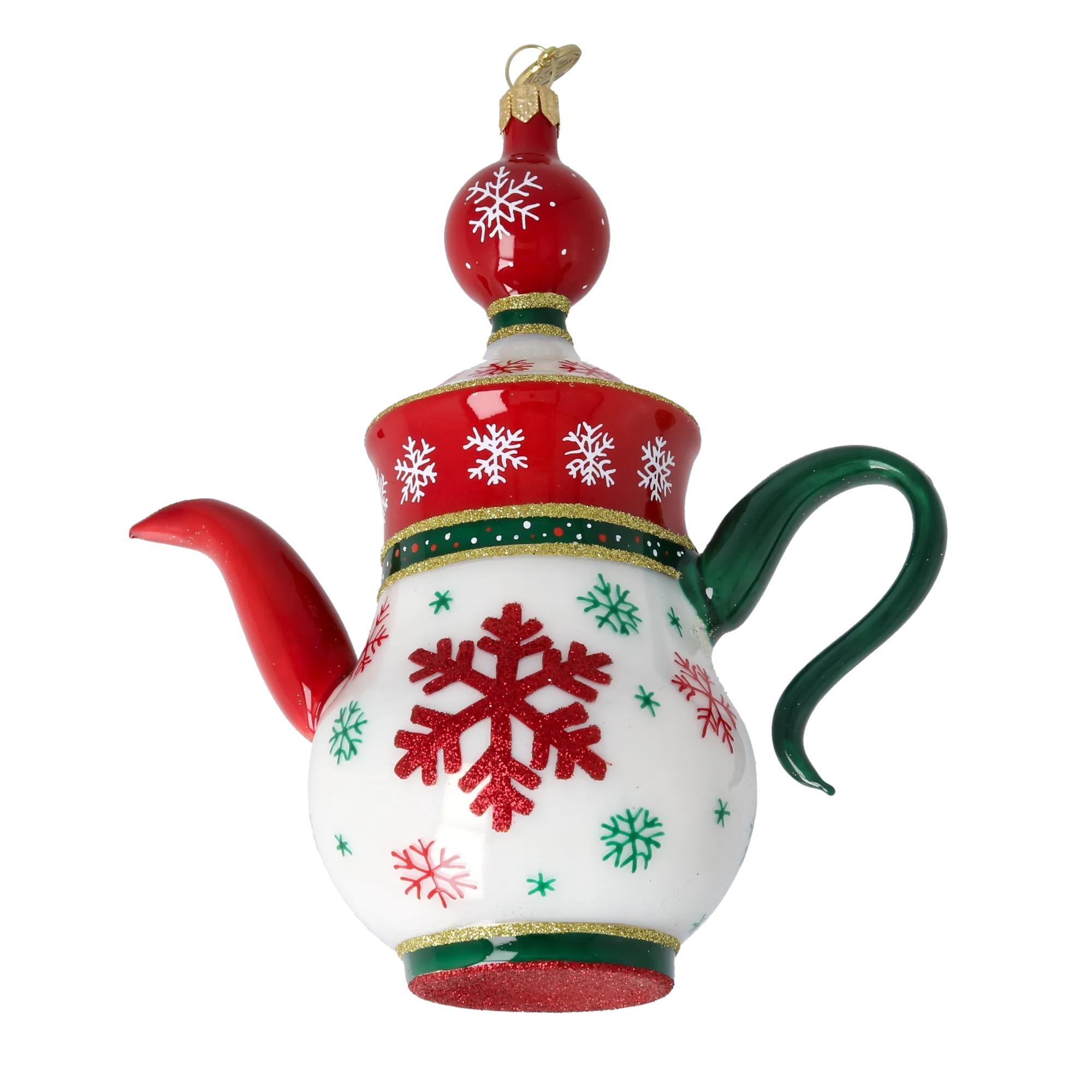 Classic Snowflake Tea Pot Free Blowing Glass Ornament 2026-125