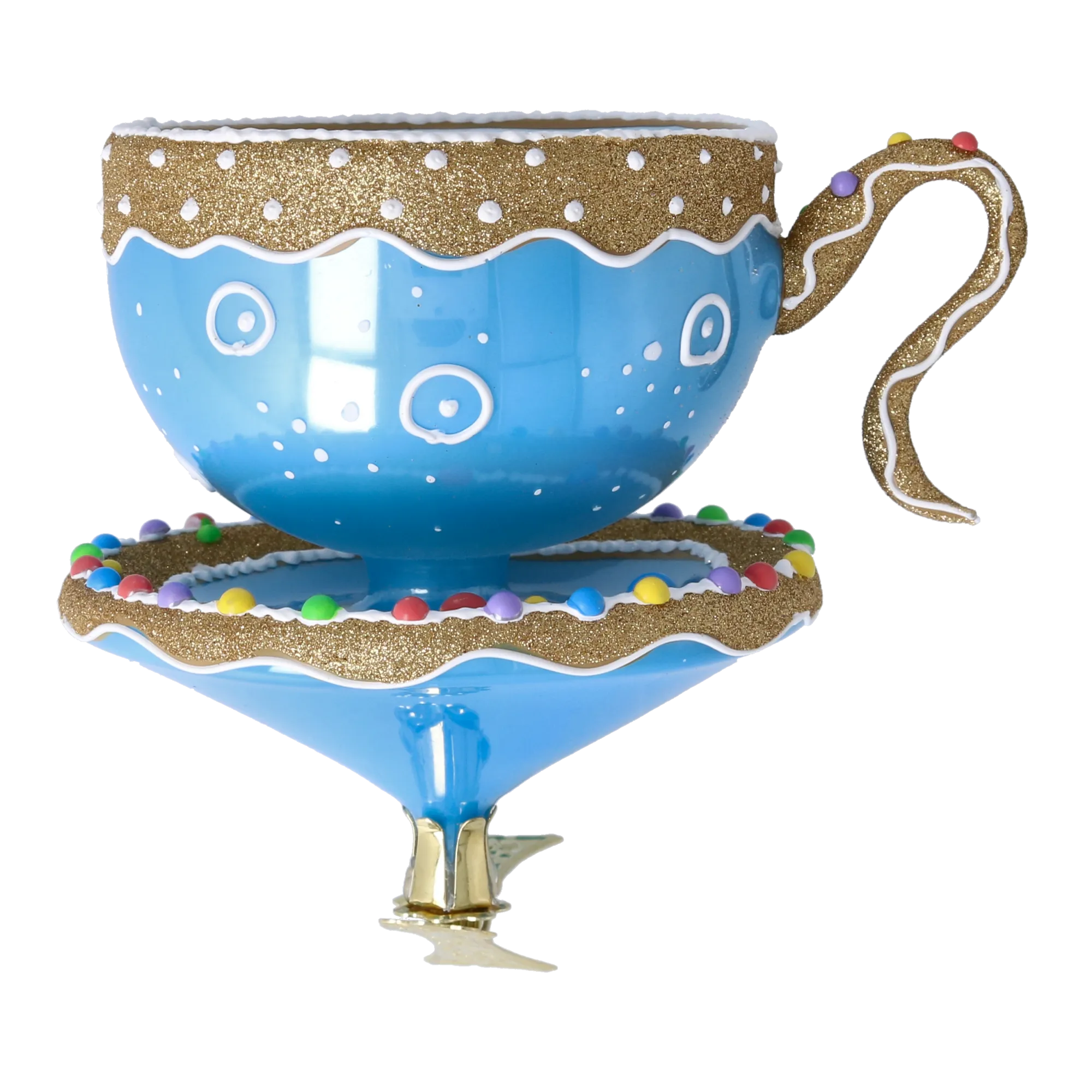 Frosted Sprinkle Cup Blowing Glass Teacup Ornament 2026-130