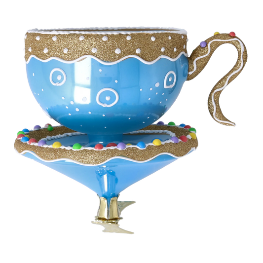 Frosted Sprinkle Cup Blowing Glass Teacup Ornament 2026-130