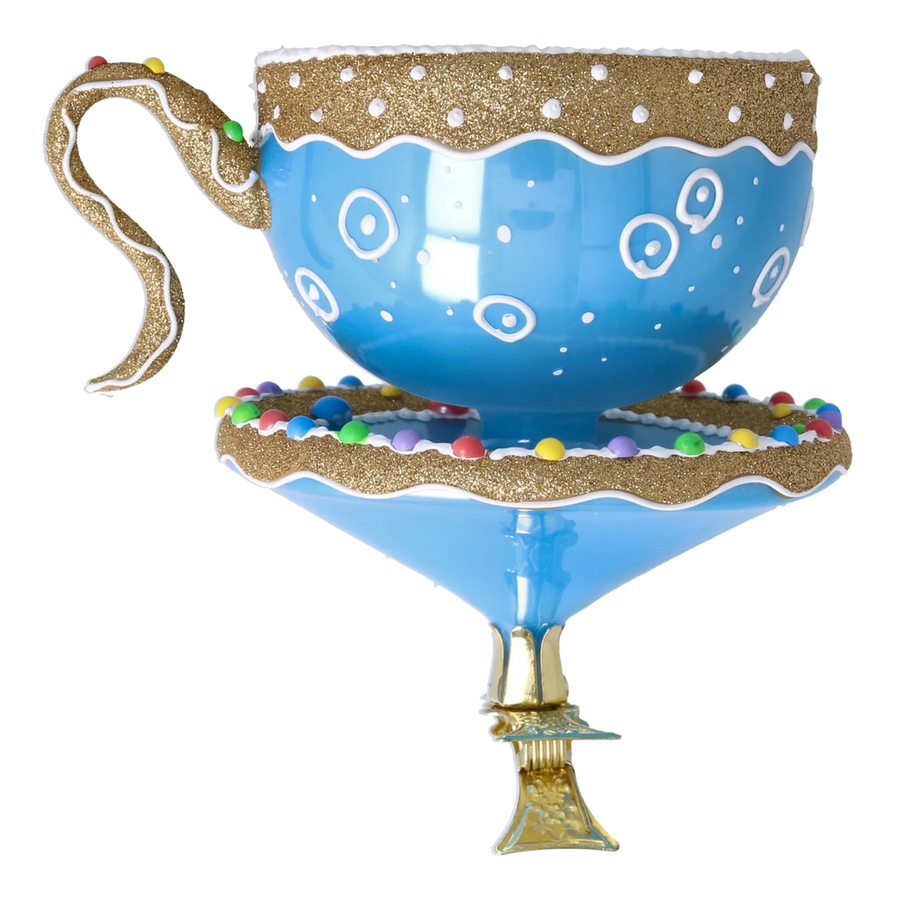 Azure Etiquette | Hand-Painted Glass Ornament | Blubom 2026-130
