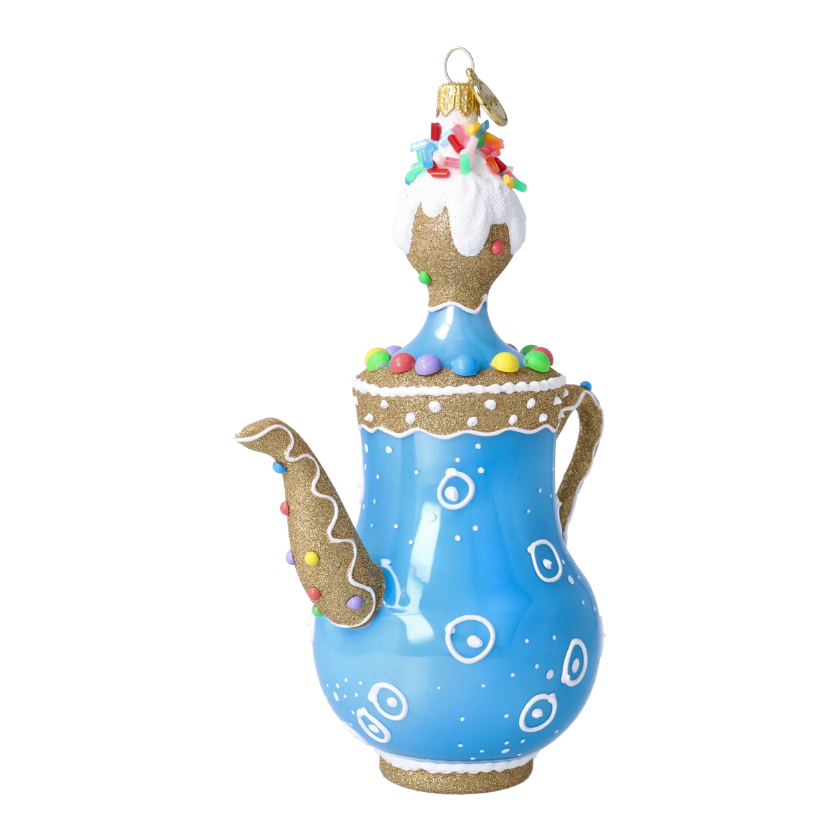 Gilded Azure Confection | Hand-Painted Glass Ornament | Blubom 2026-131