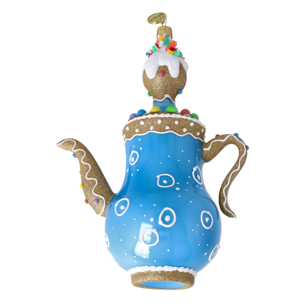 Gilded Azure Confection | Hand-Painted Glass Ornament | Blubom 2026-131
