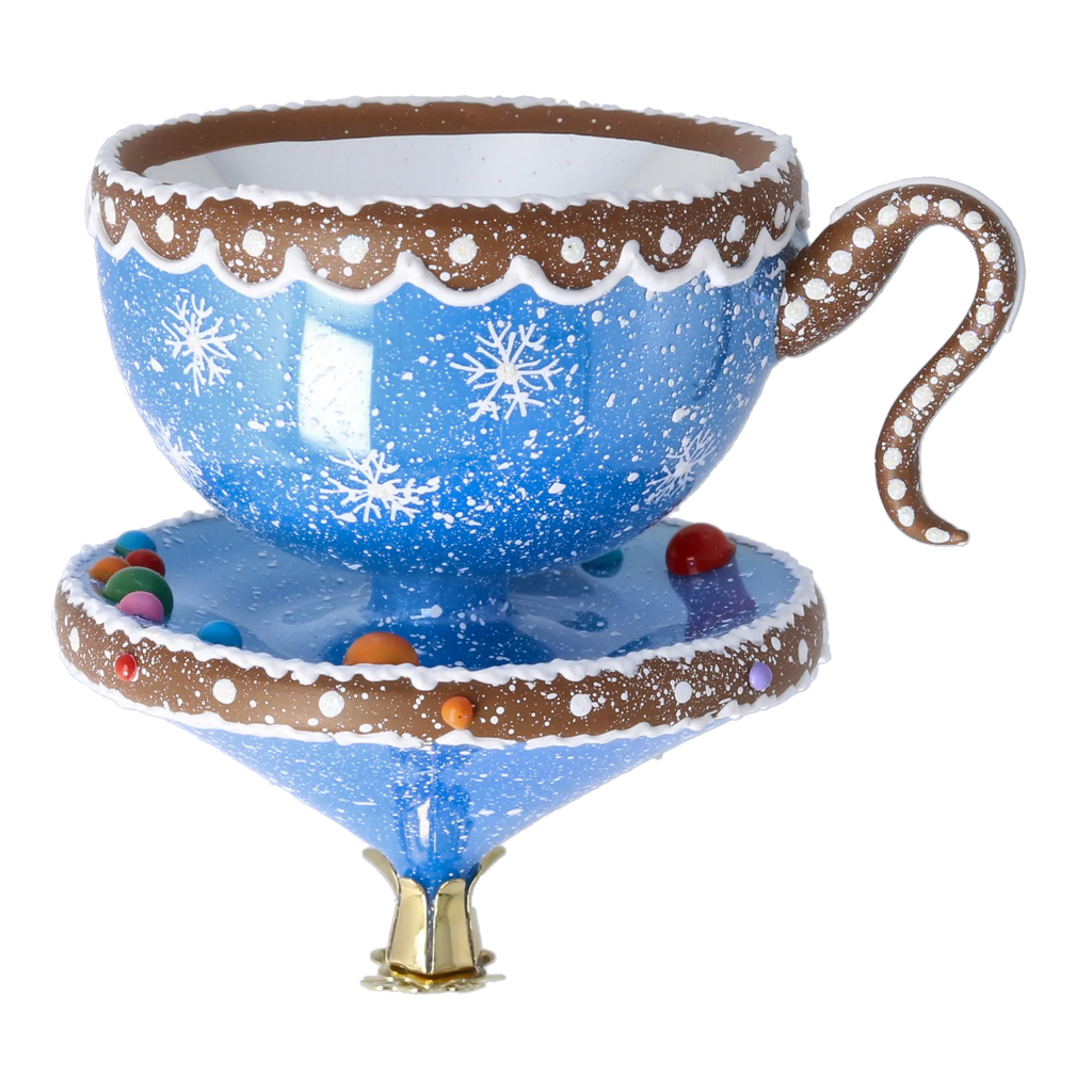 Frosted Azure Solace | Hand-Painted Glass Ornament | Blubom 2026-132