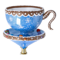 Frosted Azure Solace | Hand-Painted Glass Ornament | Blubom 2026-132