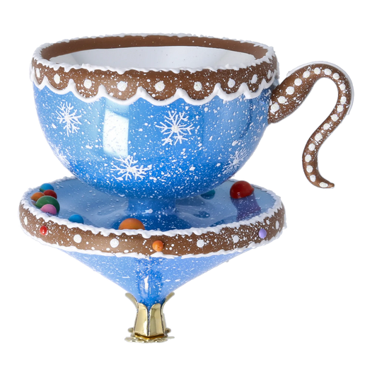 Winter Sprinkle Cup Blowing Glass Teacup Ornament 2026-132