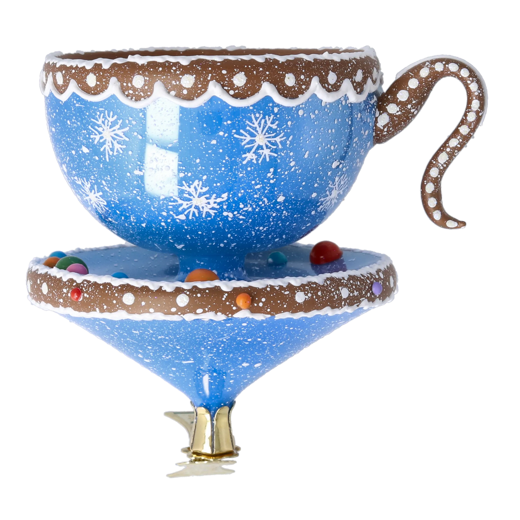 Frosted Azure Solace | Hand-Painted Glass Ornament | Blubom 2026-132