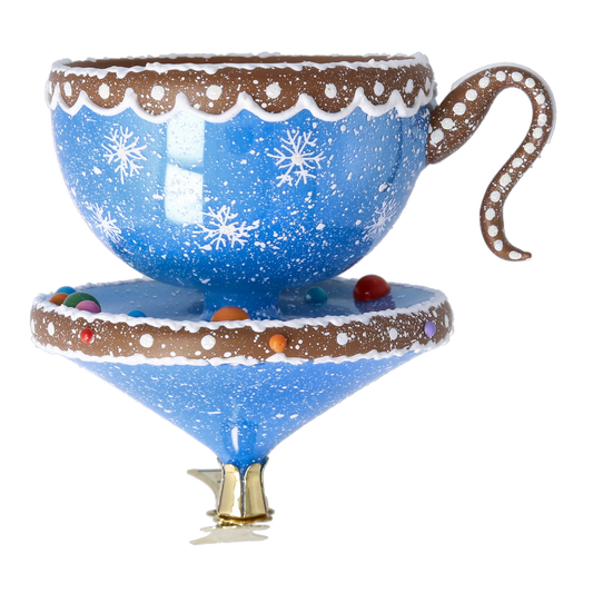 Winter Sprinkle Cup Blowing Glass Teacup Ornament 2026-132