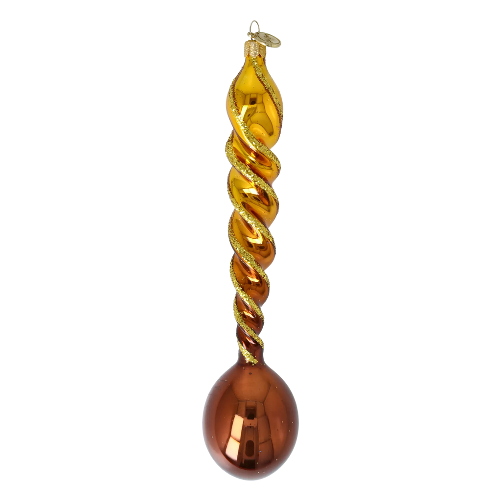 Amber Solstice Silence | Hand-Painted Glass Ornament | Blubom 2026-136