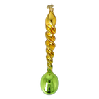 Gilded Verdant Cadence | Hand-Painted Glass Ornament | Blubom 2026-137