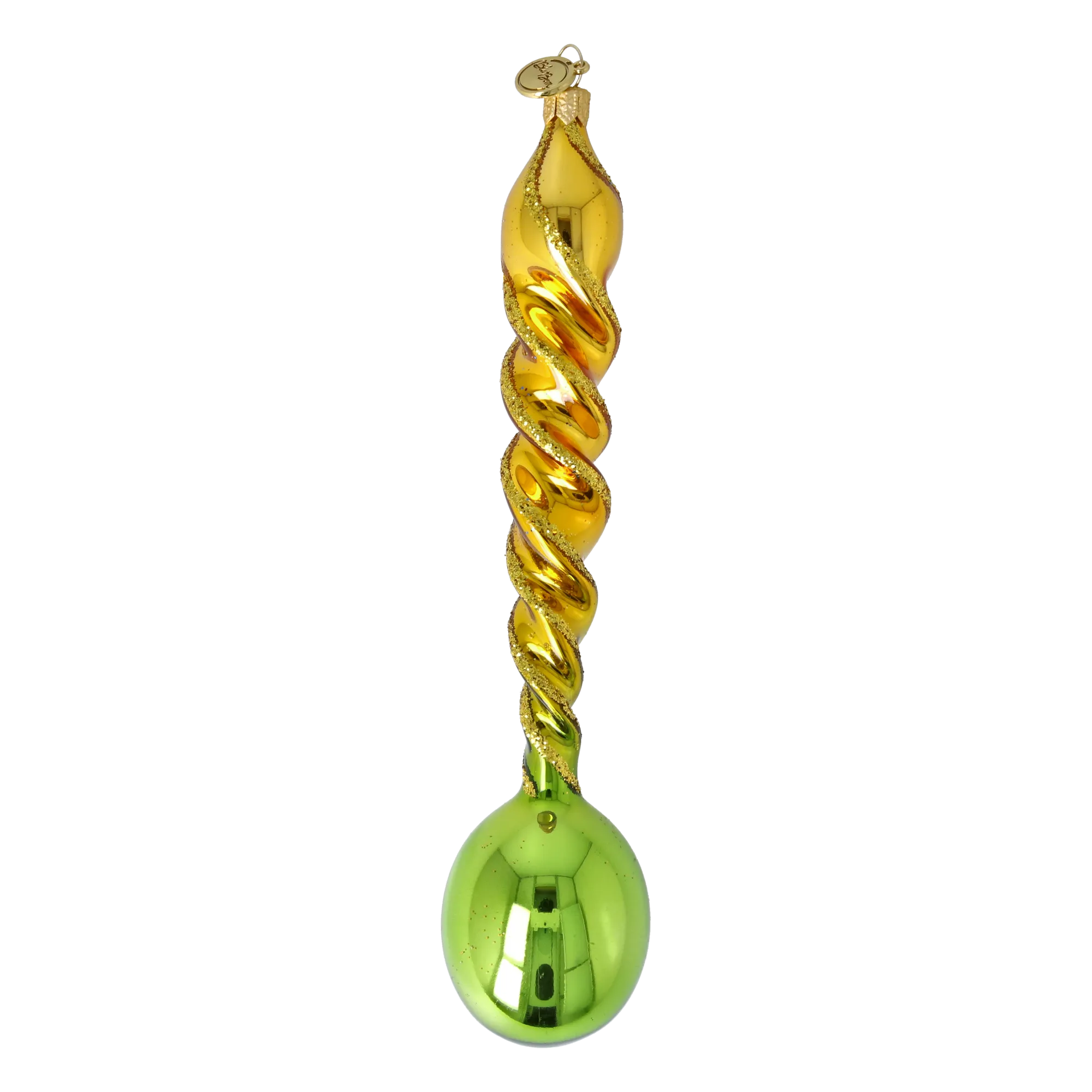 Gilded Verdant Cadence | Hand-Painted Glass Ornament | Blubom 2026-137