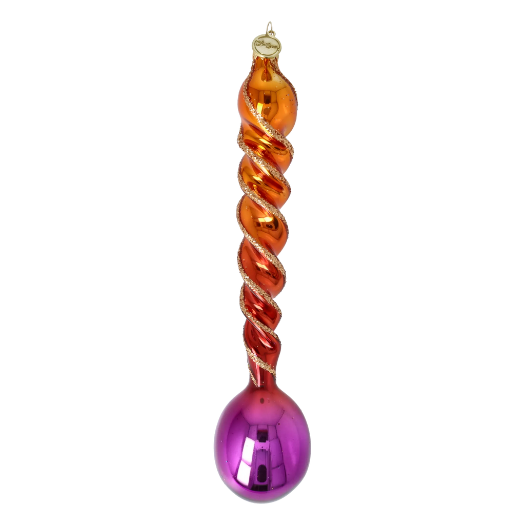 Saffron Dusk Solstice | Hand-Painted Glass Ornament | Blubom 2026-143