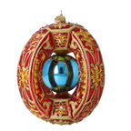 Ruby Azure Solstice | Hand-Painted Glass Ornament | Blubom 2026-147