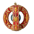 Ruby Azure Solstice | Hand-Painted Glass Ornament | Blubom 2026-147