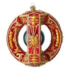 Ruby Azure Solstice | Hand-Painted Glass Ornament | Blubom 2026-147