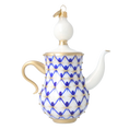 Load image into Gallery viewer, Cobalt Lattice Teapot Premium christmas glass ornament 2026-150
