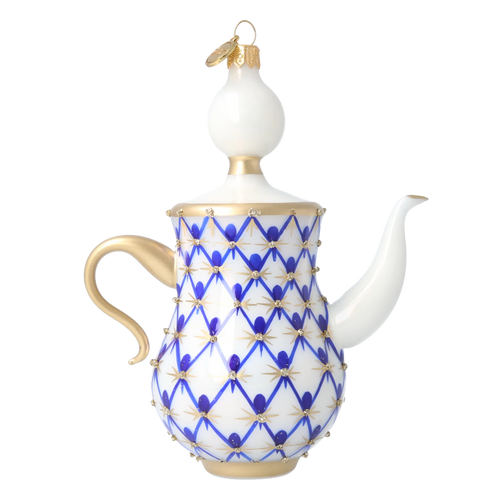 Regal Cobalt Infusion | Hand-Painted Glass Ornament | Blubom 2026-150