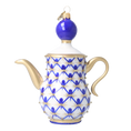 Load image into Gallery viewer, Gilded Cobalt Star Teapot Premium christmas glass ornament 2026-151
