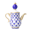 Load image into Gallery viewer, Gilded Cobalt Star Teapot Premium christmas glass ornament 2026-151
