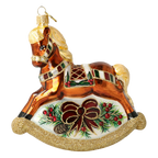 Copper Rocking Horse | Hand-Painted Glass Ornament | Blubom 2027-001
