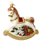 Ivory Rocking Horse | Hand-Painted Glass Ornament | Blubom 2027-002