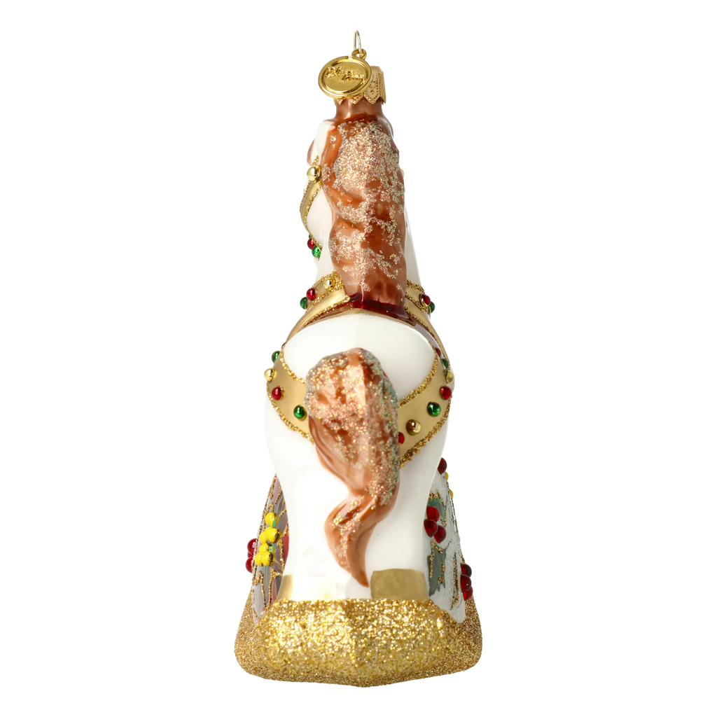 Ivory Rocking Horse | Hand-Painted Glass Ornament | Blubom 2027-002