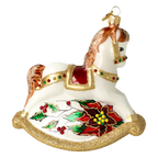 Ivory Rocking Horse | Hand-Painted Glass Ornament | Blubom 2027-002