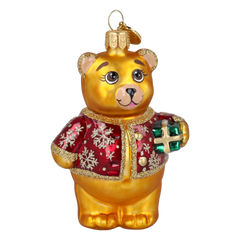 Bear's Little Gift in Ruby & Gold