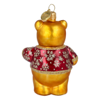 Bear's Little Gift in Ruby & Gold | Hand-Painted Glass Ornament | Blubom 2027-003