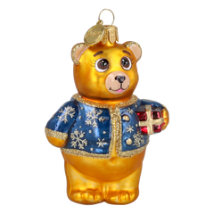 Bear's Little Gift in Cobalt & Gold