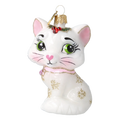 Little Cat in Pearl & Pink | Hand-Painted Glass Ornament | Blubom 2027-008