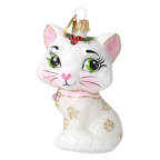Little Cat in Pearl & Pink | Hand-Painted Glass Ornament | Blubom 2027-008