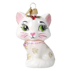 Little Cat in Pearl & Pink | Hand-Painted Glass Ornament | Blubom 2027-008